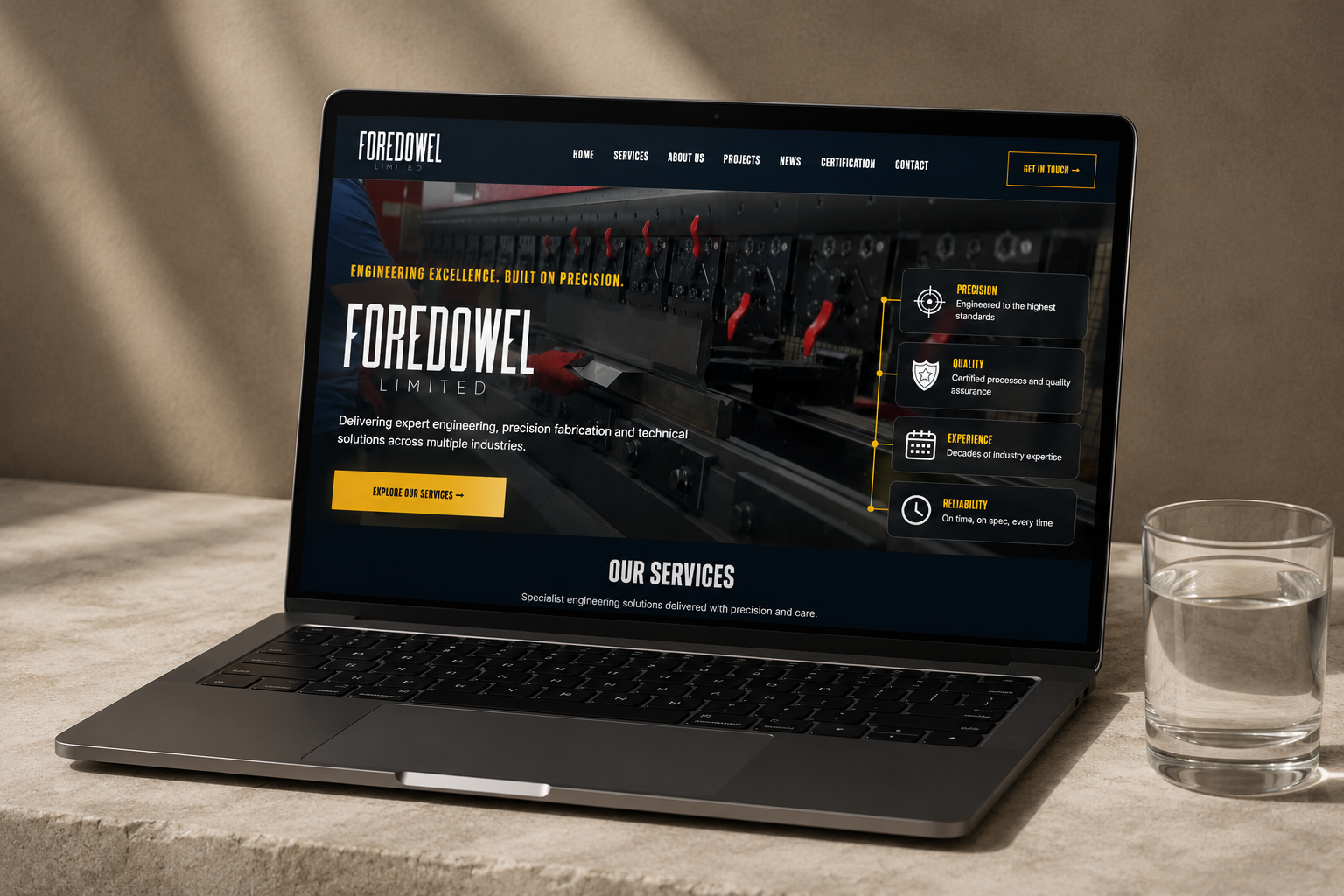 Foredowel website mockup