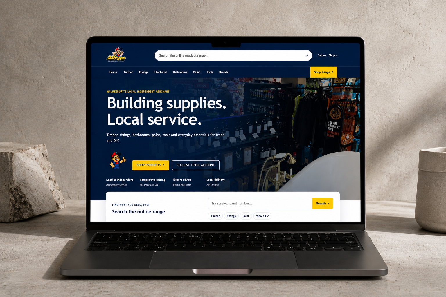 Alltype Builders Merchants website mockup